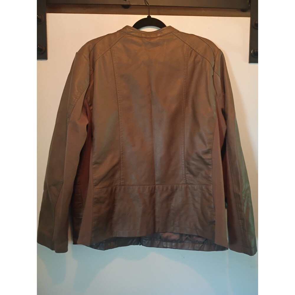 Christopher & Banks Women’s Brown Faux Leather Full Zip Jacket - Picture 8 of 8